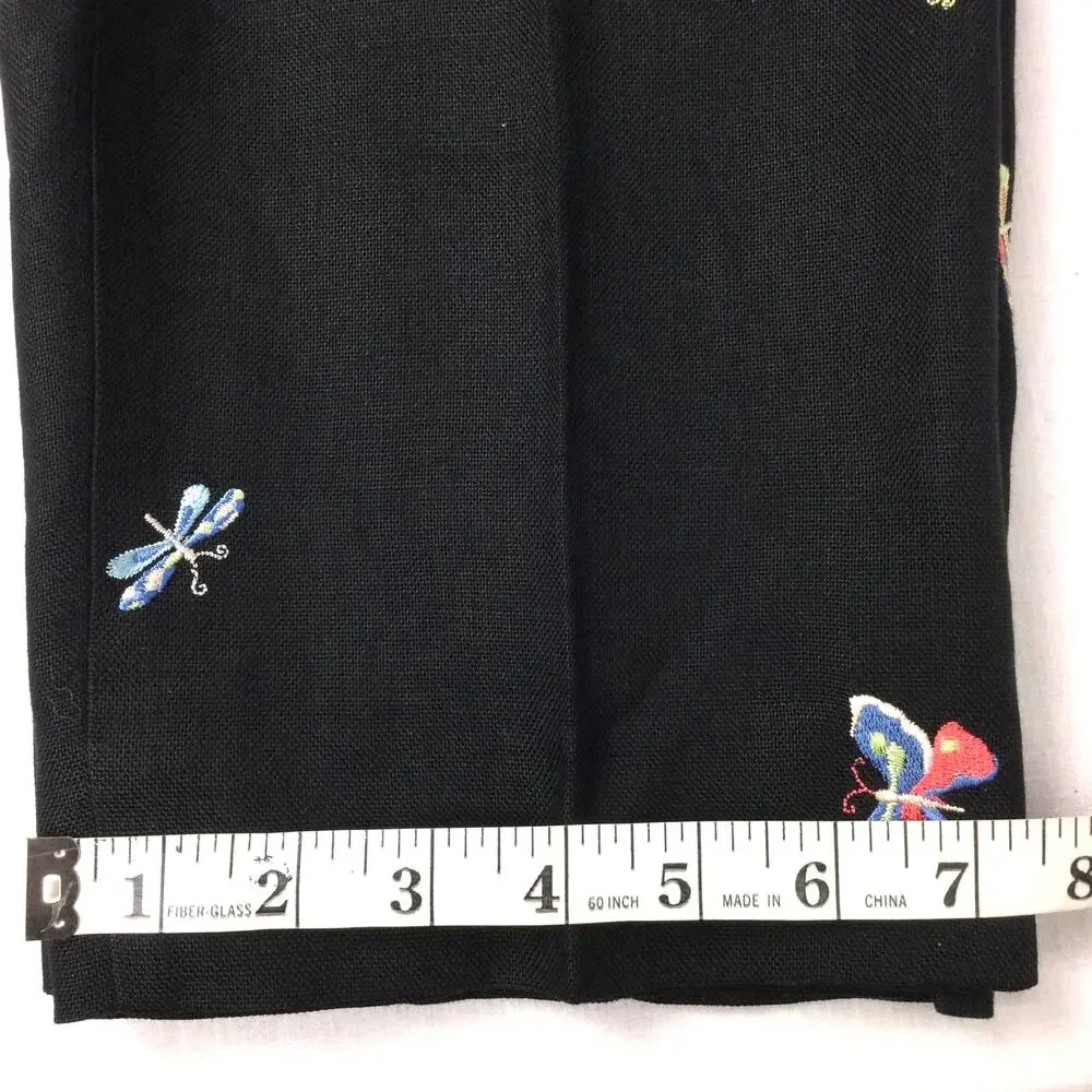 Talbots 90s Whimisgoth Artsy Linen Embroidered Nature Retro High Rise Pant 12